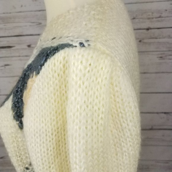 Vintage Koret Career White & Peach Cropped Sweater Size Small - Picture 2 of 5